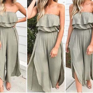 Olive Green Split Leg Jumpsuit